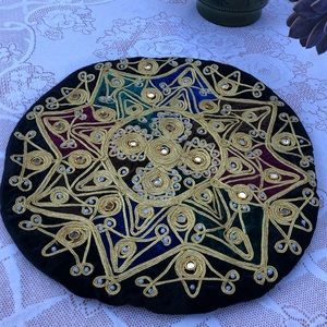 Vintage Pillow Case Gold Soutache Embroidered Design